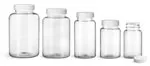 PET  Clear Wide Mouth Packer Bottles w/ White Ribbed Induction Lined Caps