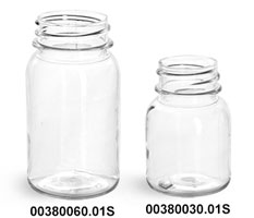 Clear PET Wide Mouth Round Bottles (Bulk), Caps NOT Included