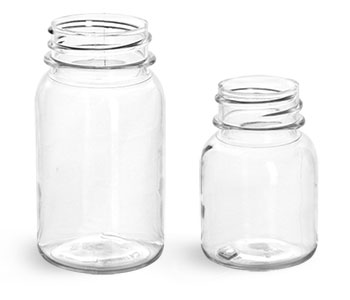 Clear PET Wide Mouth Round Bottles (Bulk), Caps NOT Included