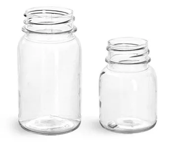 Clear  PET Wide Mouth Round Bottles (Bulk), Caps Not Included