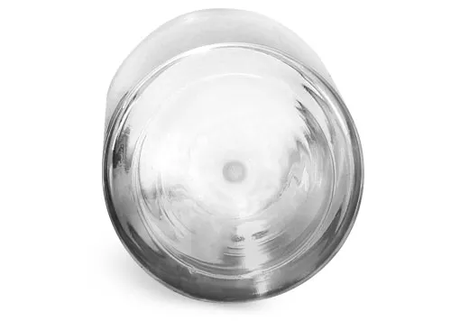 150 cc Plastic Bottles, Clear PET Wide Mouth Packer Bottles w/ Black Ribbed PE Lined Caps