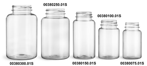 Plastic Bottles, Clear PET Wide Mouth Packer Bottles, (Bulk) Caps Not Included