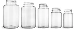 PET Clear Wide Mouth Packer Bottles, (Bulk) Caps Not Included 