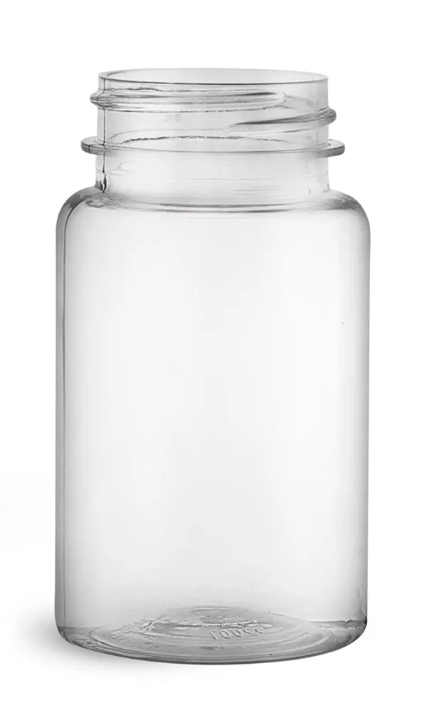100 cc Clear PET Wide Mouth Packer Bottles, (Bulk) Caps Not Included