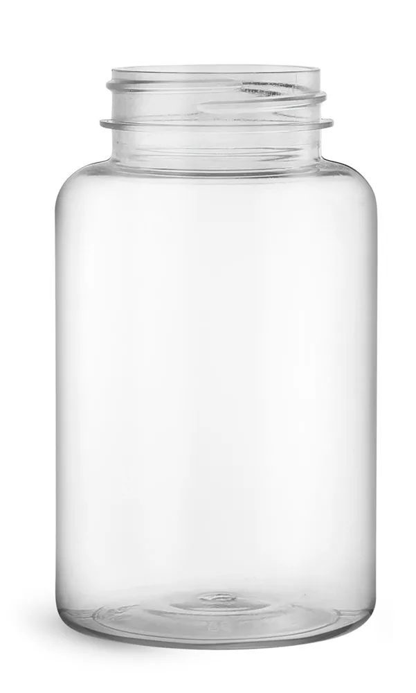 250 cc Clear PET Wide Mouth Packer Bottles, (Bulk) Caps Not Included