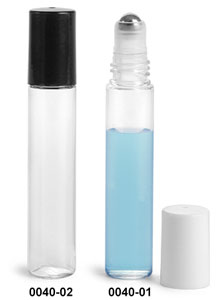 Plastic Vials, 10.6 ml Clear PET Roll On Containers w/ Stainless Steel Balls and Caps