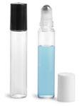 Clear  Roll On Bottles with White or Black Caps 