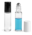 Styrene Plastic Bottles, Clear Roll On Containers w/ Stainless Steel Balls & Polypropylene Caps