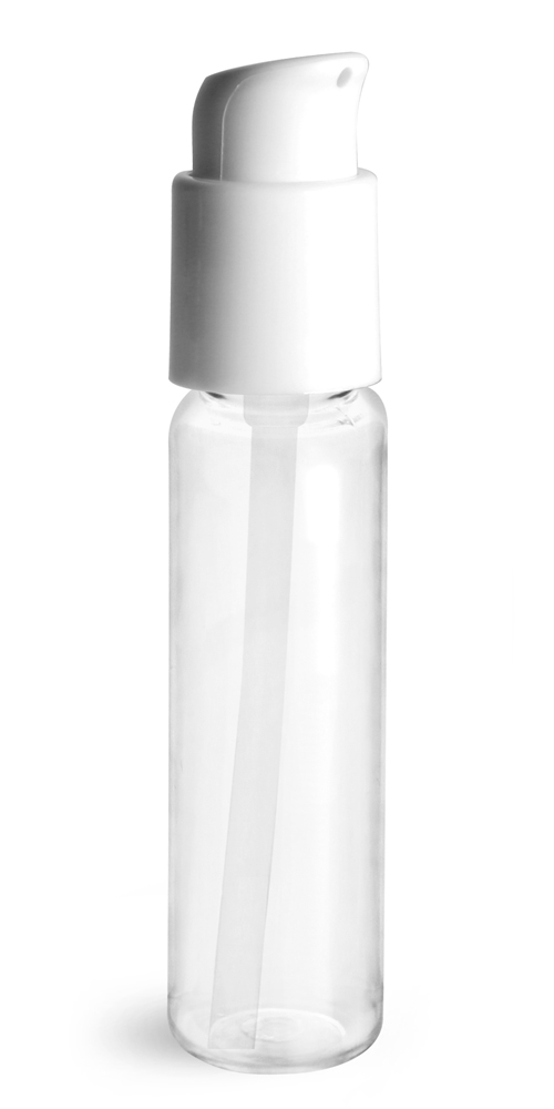 1 oz Clear PET Slim Line Cylinders w/ White Treatment Pumps
