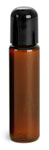 Amber 1 oz PET Slim Line Cylinders with Black Phenolic Dome Caps