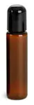 Amber 1 oz PET Slim Line Cylinders with Black Phenolic Dome Caps 