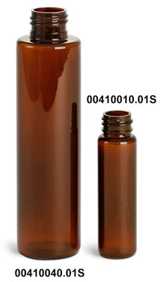 Amber PET Slim Line Cylinders (Bulk), Caps NOT Included