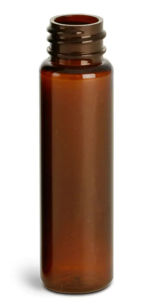 1 oz Amber PET Slim Line Cylinders (Bulk), Caps NOT Included
