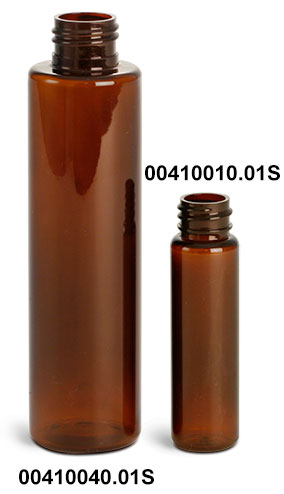 Amber PET Slim Line Cylinders (Bulk), Caps NOT Included