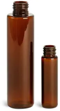 Amber PET Slim Line Cylinder Bottles (Bulk), Caps NOT Included