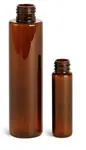 Amber PET Slim Line Cylinder Bottles (Bulk), Caps NOT Included