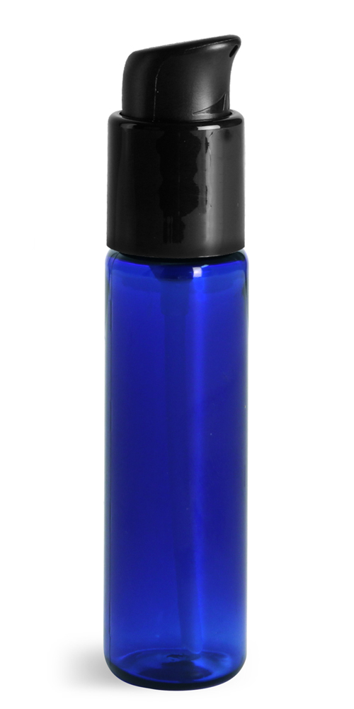 1 oz w/ Black Pumps Blue PET Slim Line Cylinders w/ Treatment Pumps