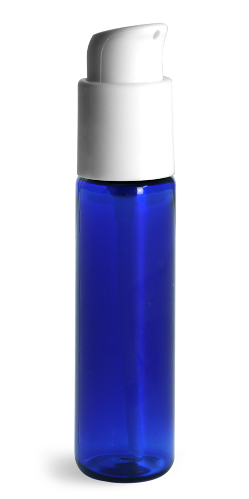 1 oz w/ White Pumps Blue PET Slim Line Cylinders w/ Treatment Pumps