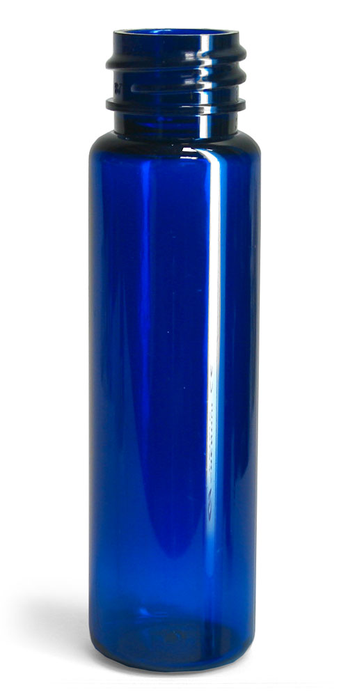 1 oz Blue PET Slim Line Cylinders (Bulk), Caps NOT Included