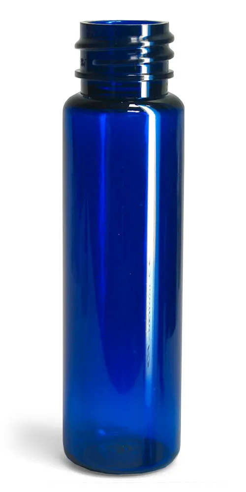 1 oz Blue PET Slim Line Cylinders (Bulk), Caps Not Included