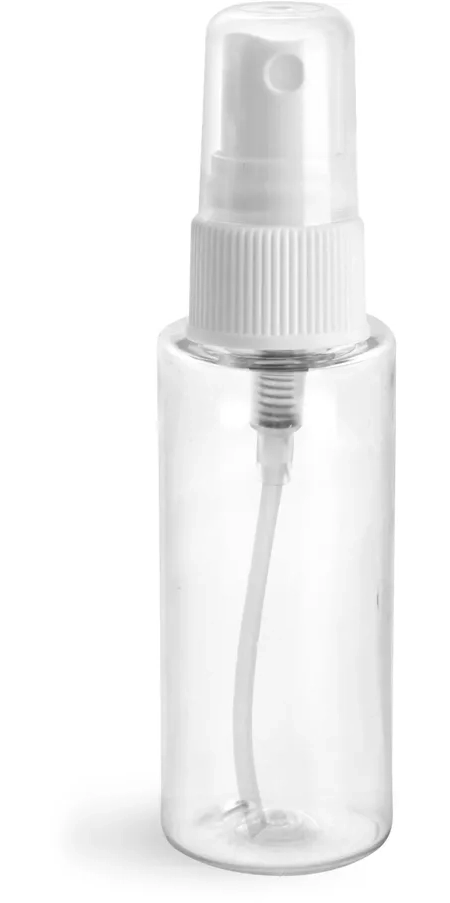 PET  Clear Cylinder Bottles w/ White Fine Mist Sprayers