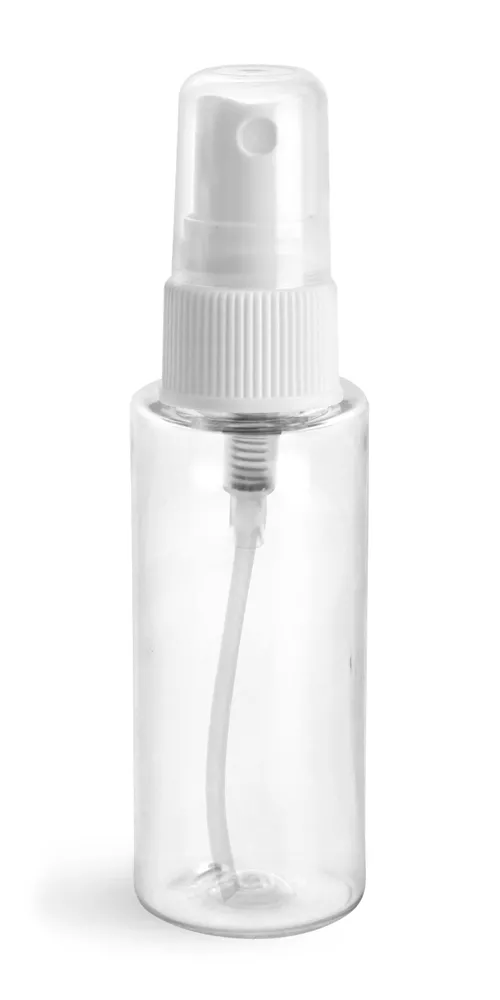 2 oz Clear PET Cylinder Rounds w/ White Sprayers
