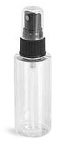 2 oz Clear PET Cylinder Bottles w/ Black Fine Mist Sprayers