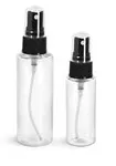 Clear PET Cylinder Bottles w/ Black Fine Mist Sprayers