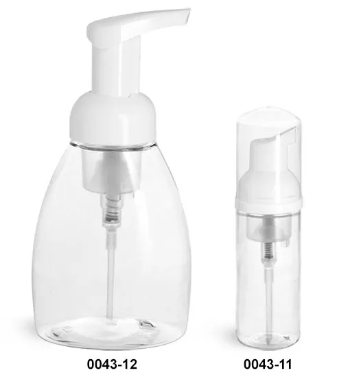 Clear PET Foaming Pump Bottles w/ White Foamer Pumps