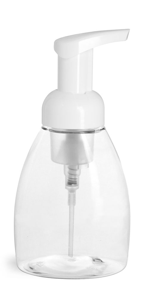 250 ml Clear PET Bottles w/ White Foamer Pumps