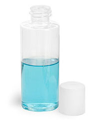 2 oz Clear PET Cylinder Round Bottles w/ White Disc Top Caps