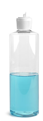 Clear PET Cylinder Bottles w/ White LDPE Flip Spout Caps
