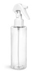 8 oz Clear PET Cylinder Bottles w/ White Mini Trigger Sprayers 