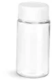 PET Plastic Bottles, Clear Sample Vials w/ White Lined Screw Caps