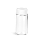 PET Plastic Bottles, Clear Sample Vials w/ White Lined Screw Caps