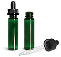 Green PET Slim Line Cylinders w/ Black Child Resistant Glass Droppers