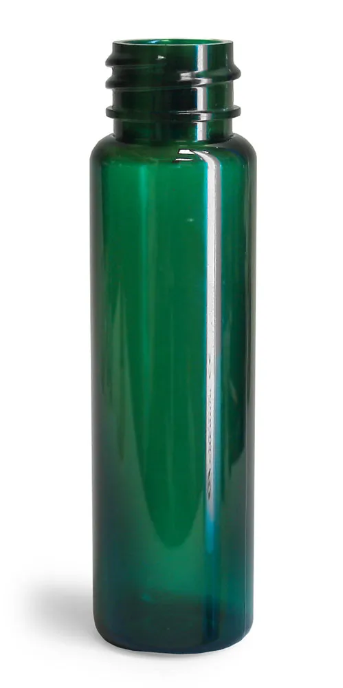 1 oz Green PET Slim Line Cylinders (Bulk), Caps NOT Included
