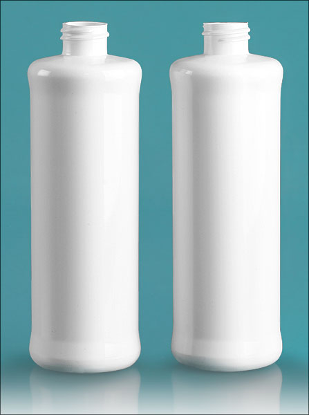 White PVC Cylinder Bottles (Bulk), Caps Not Included