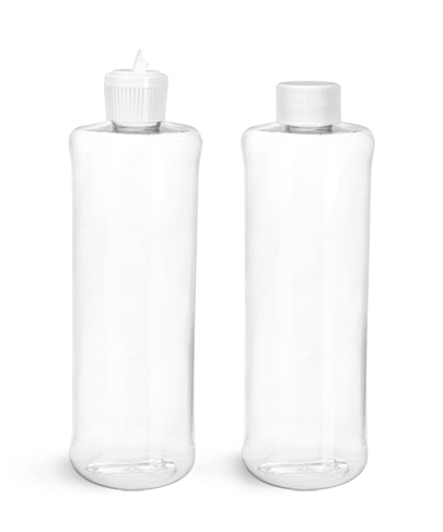 Clear PVC Cylinder Bottles w/ White Caps
