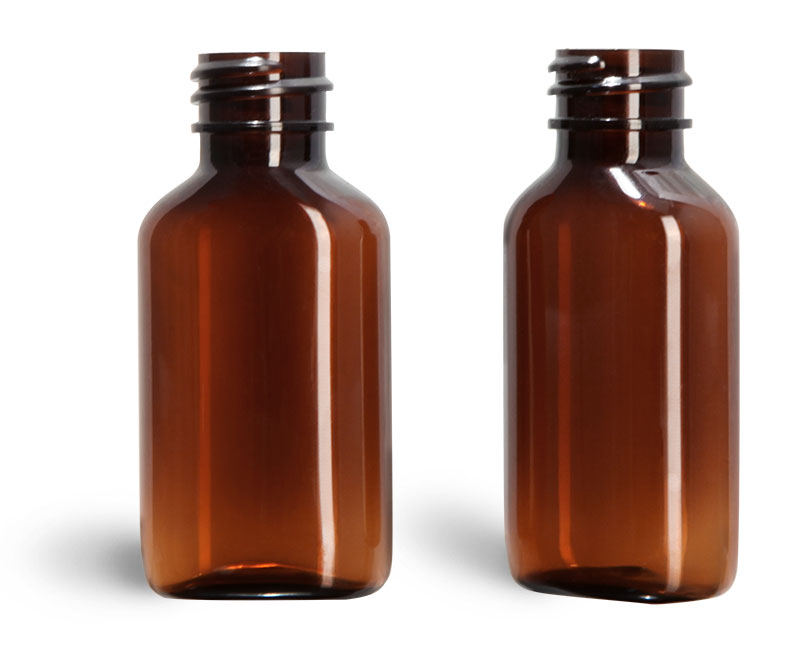 Plastic Bottles, Amber PET Ovals (Bulk), Caps NOT Included