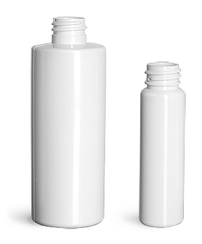 Plastic Bottles, White PET Slim Line Cylinders (Bulk), Caps NOT Included