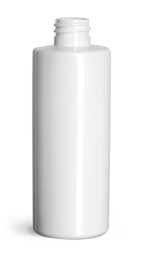 4 oz Plastic Bottles, White PET Slim Line Cylinders (Bulk), Caps NOT Included