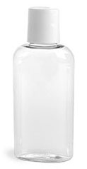 2 oz Clear PET Cosmo Ovals w/ White Disc Top Caps