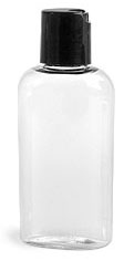 2 oz Clear PET Cosmo Ovals w/ Black Disc Top Caps
