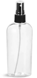 PET  Clear Cosmo Oval Bottles w/ Black Fine Mist Sprayers