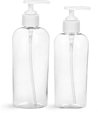 PET Clear Cosmo Oval Bottles w/ White Pumps