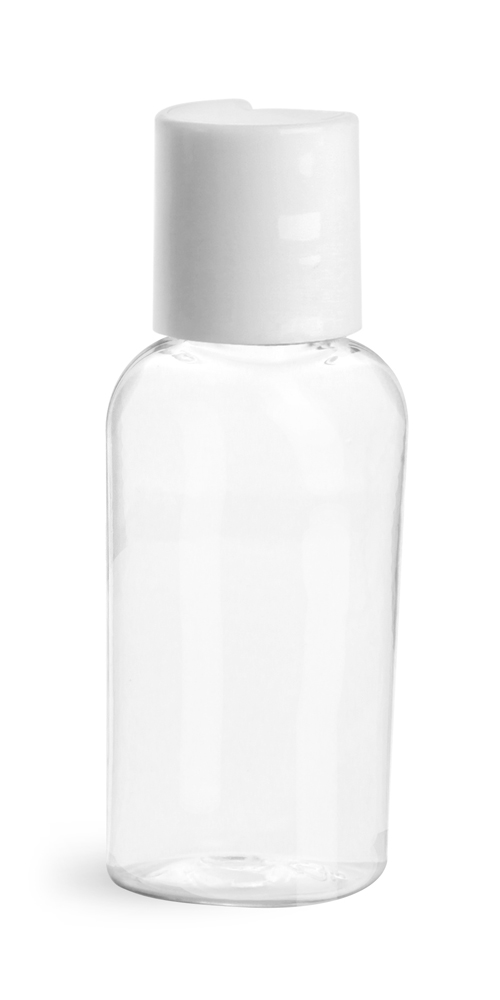 1 oz Clear PET Cosmo Ovals w/ White Disc Top Caps