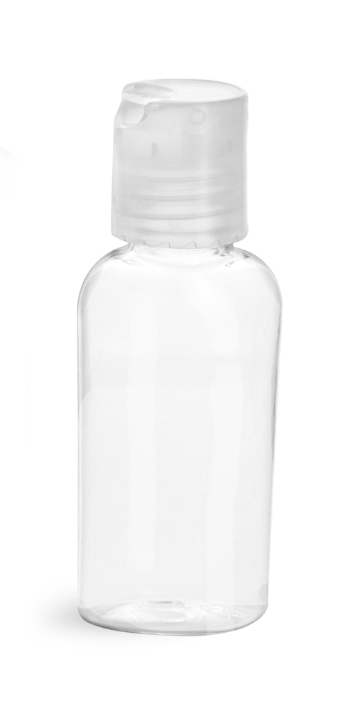 1 oz Clear PET Cosmo Ovals w/ Natural Disc Top Caps