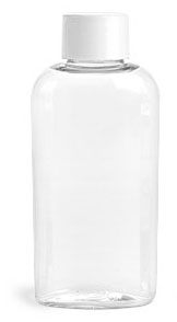 2 oz Clear PET Cosmo Ovals w/ White Smooth Caps
