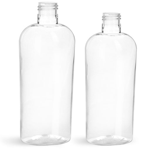 Clear PET Cosmo Oval Bottles (Bulk), Caps not included